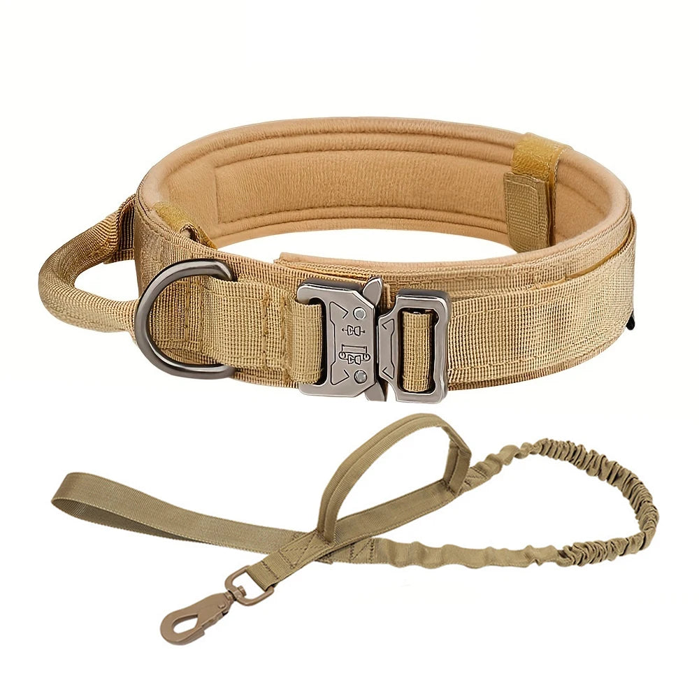 Adjustable Tactical Dog Collar And Leash Set Control Handle