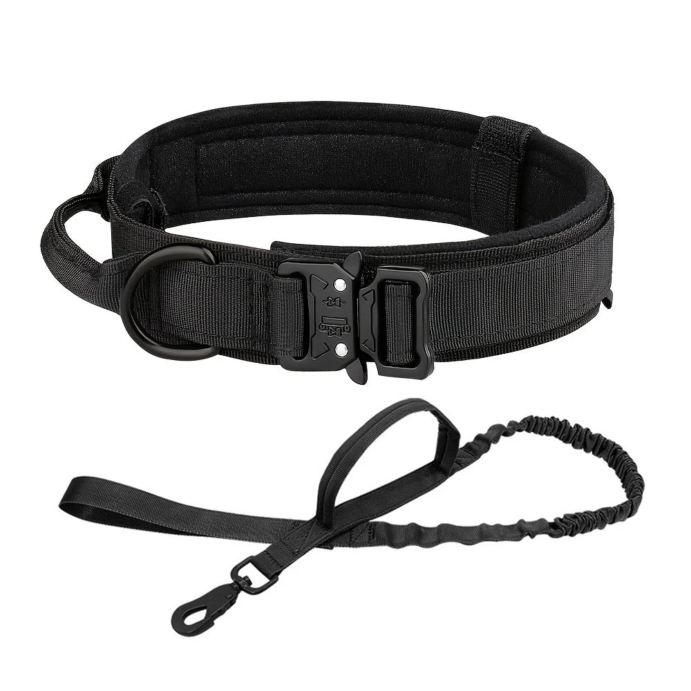 Adjustable Tactical Dog Collar And Leash Set Control Handle