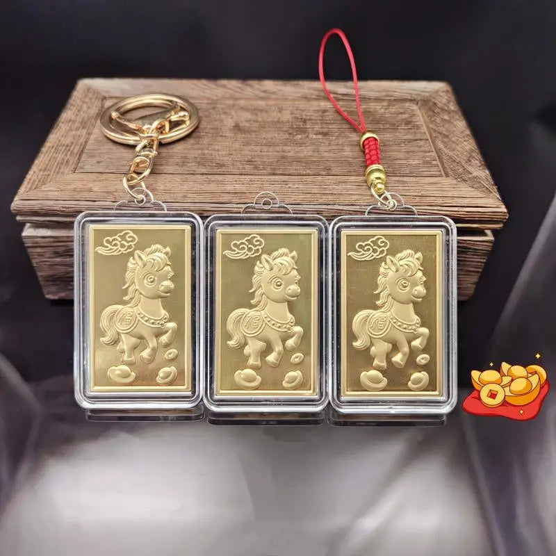 Horse Zodiac Keychain with Commemorative Coin - 2026 Chinese New Year Mascot Design for Daily Use & Festival Gift Giving