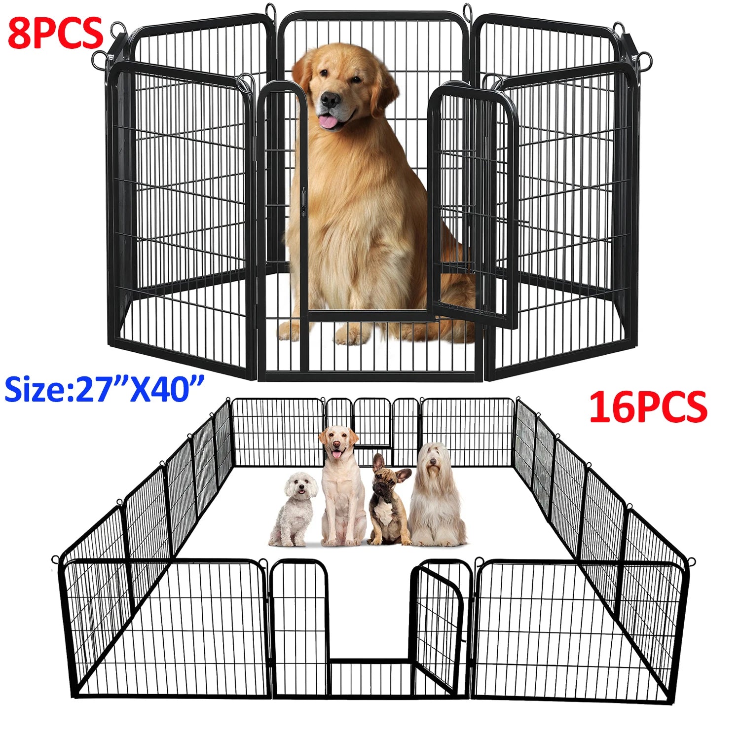 Dog Playpen with Door, Outdoor/Indoor Foldable Metal, Heavy Duty