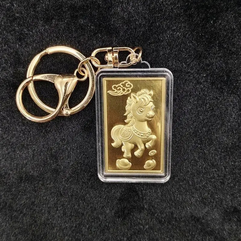 Horse Zodiac Keychain with Commemorative Coin - 2026 Chinese New Year Mascot Design for Daily Use & Festival Gift Giving
