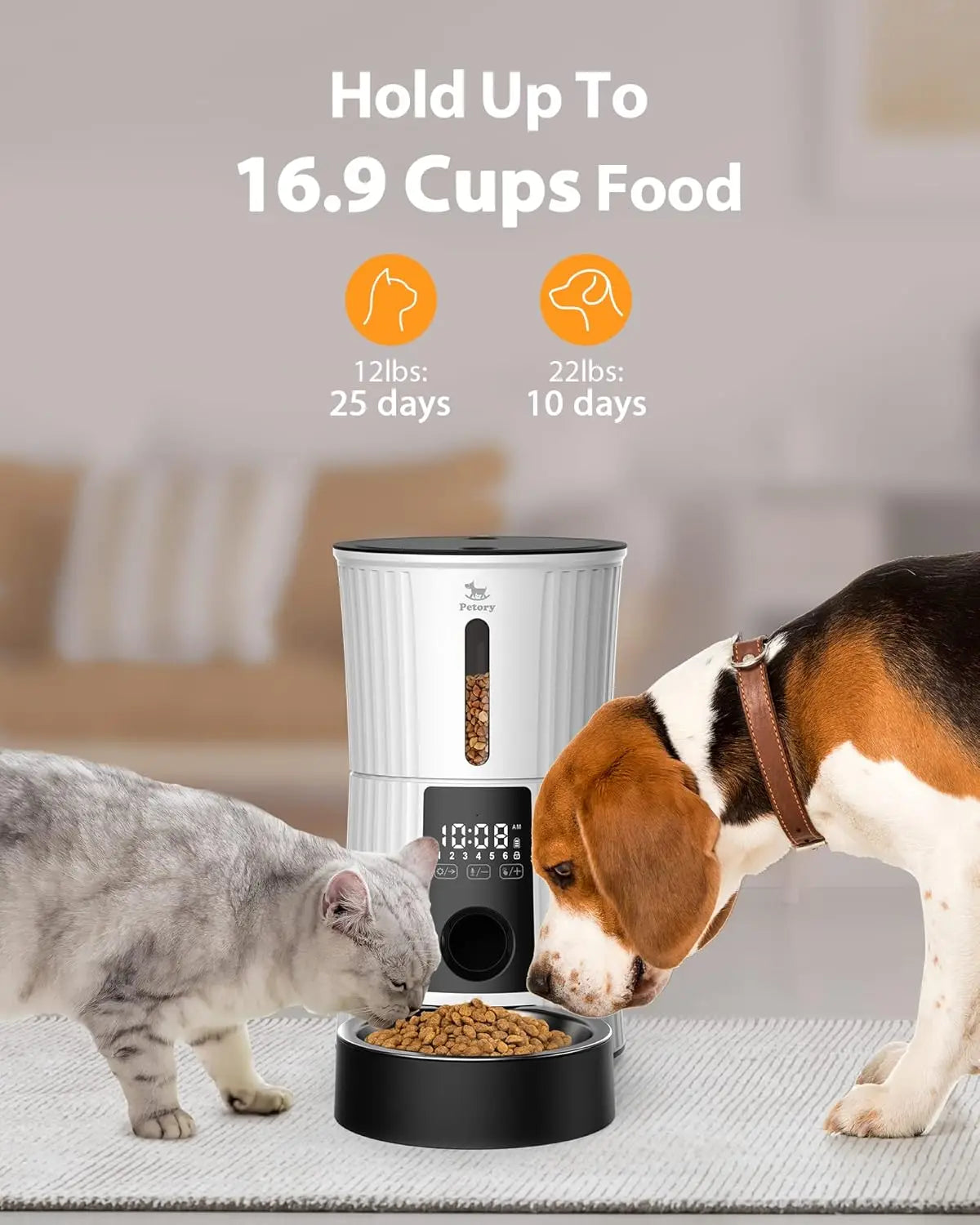 Automatic Cat &Dog Feeder with Timer,  6 Meals, Voice Recorder