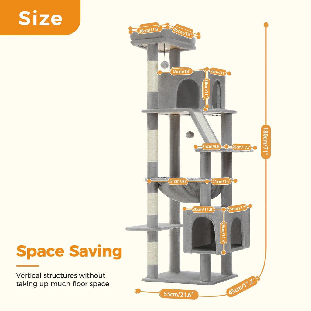 Tall Cat Tower for indoor Multi-level ,2 Big Condo Pad Bed Scratching Post