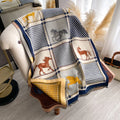 Women Cashmere Two-Sided Horse Print Soft Coldproof Windproof Blanket