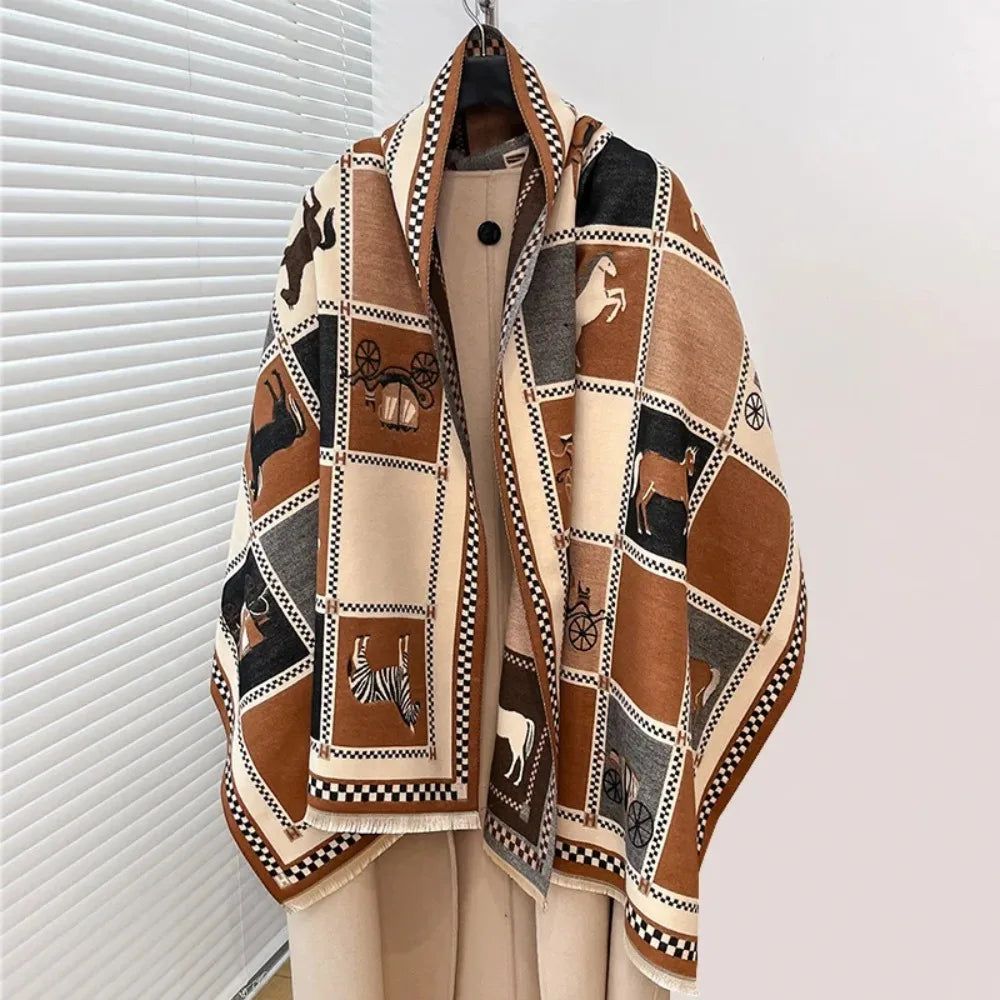 Luxury Warm Poncho Cashmere Winter Scarf, Shawl, Wrap