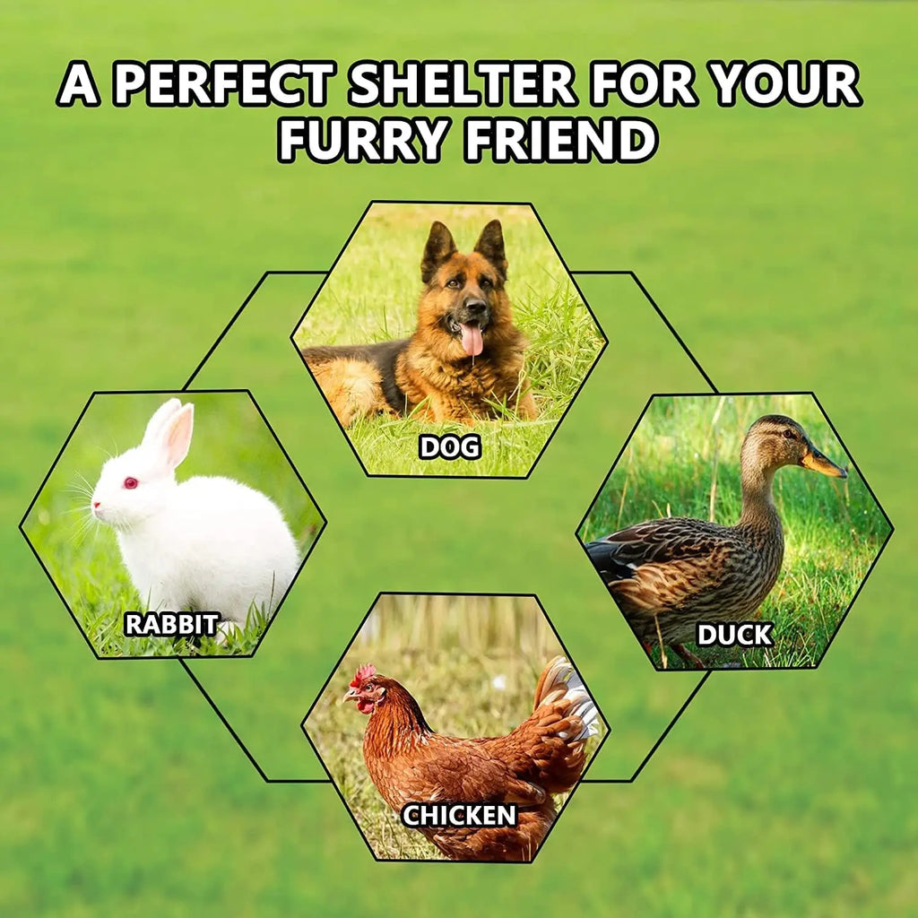 Large Galvanized Dog Kennel Outdoor with Roof, Waterproof UV-Resistant Cover & Lock