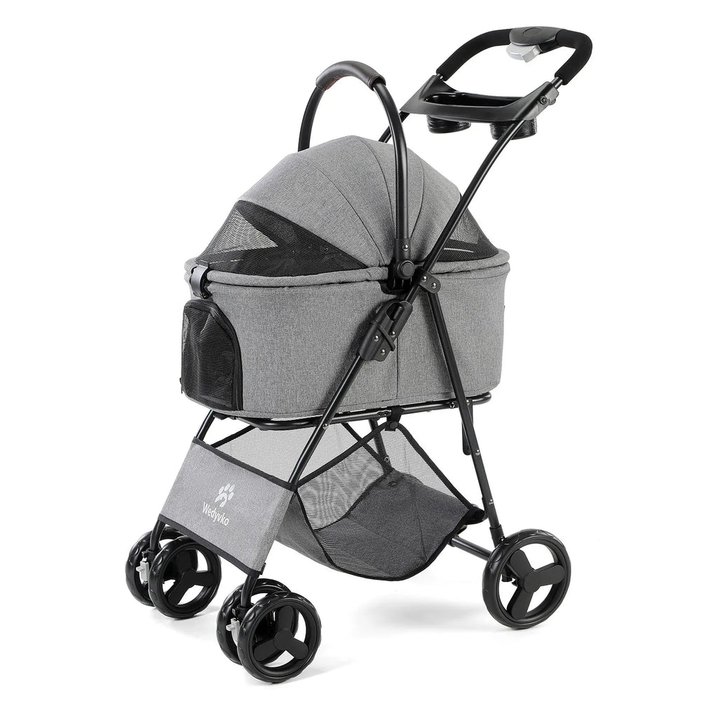 3 in 1 Pet Stroller with Removable Carrier, Folding, Waterproof, All-Terrain, with Sun Screen