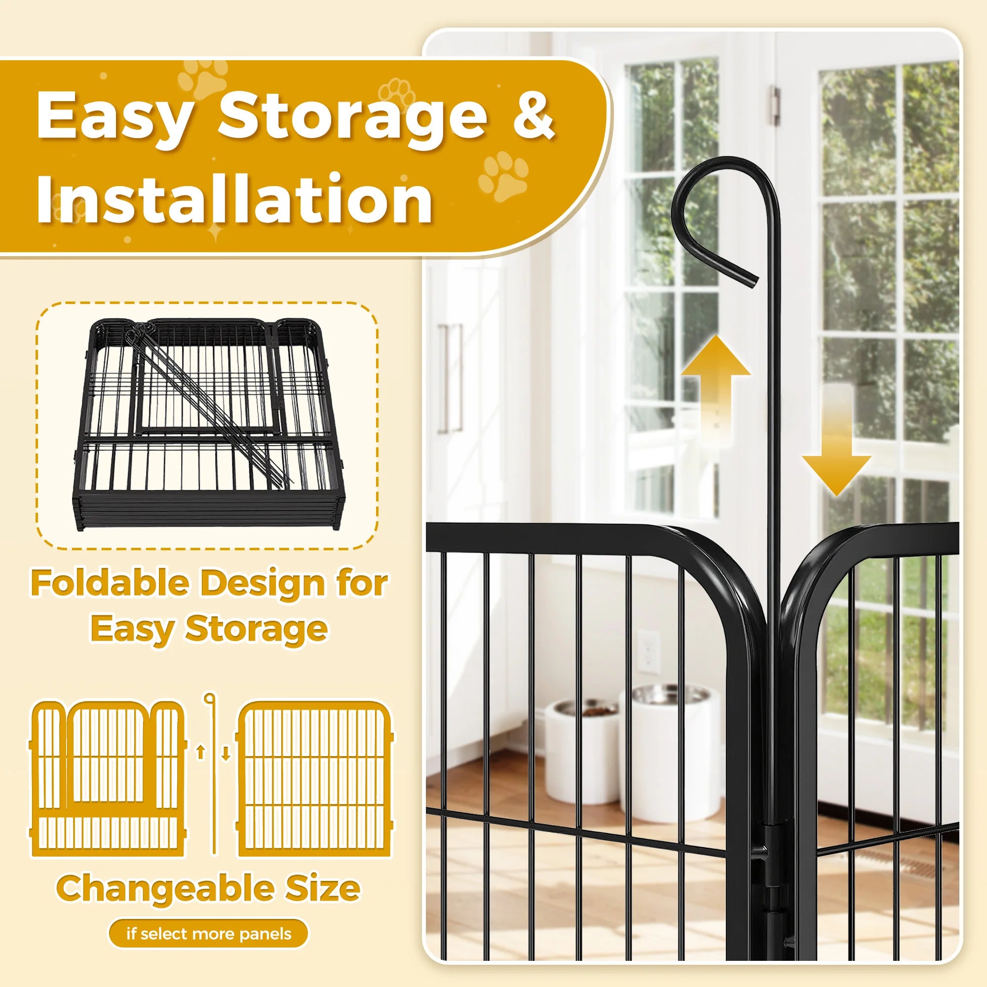 Dog Playpen with Door, Outdoor/Indoor Foldable Metal, Heavy Duty