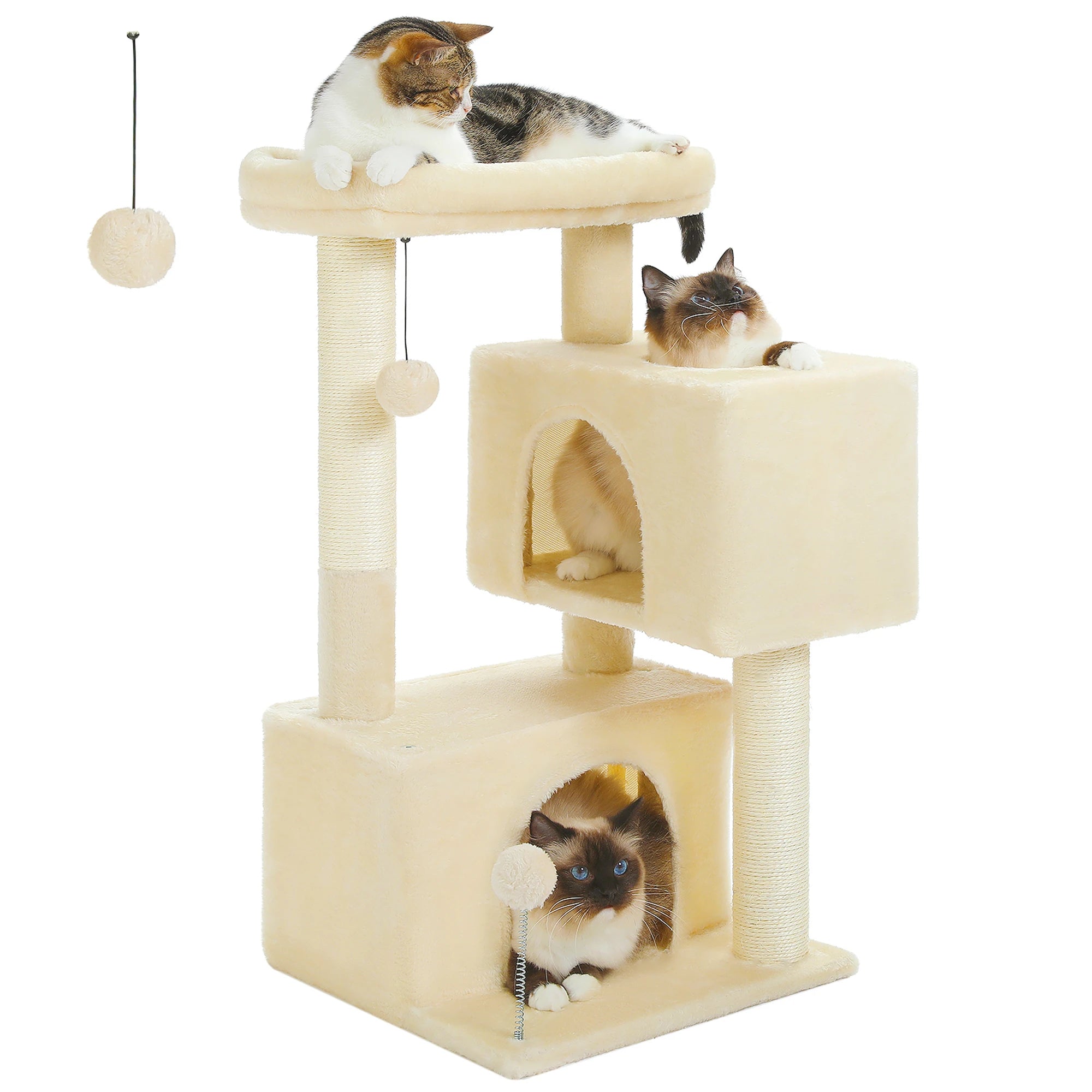Multi-Level Cat Condo Tower with Scratching Posts and Cat Toys