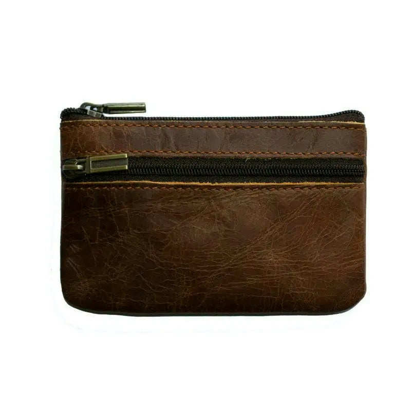 Genuine Leather Coin Purse with Keychain for Men & Women