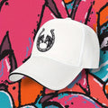 Stylish Black Baseball Cap with Horse and Horseshoe Icons - Adjustable,