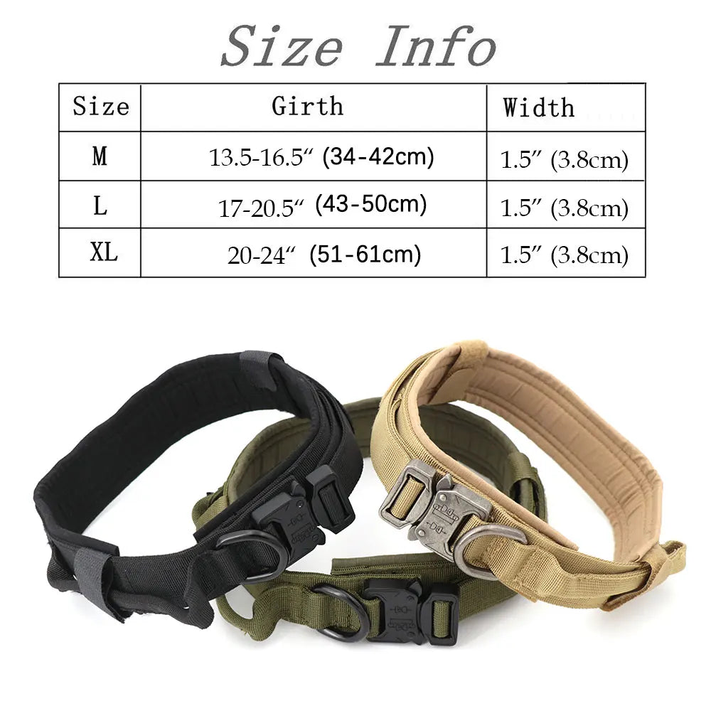 Adjustable Tactical Dog Collar And Leash Set Control Handle