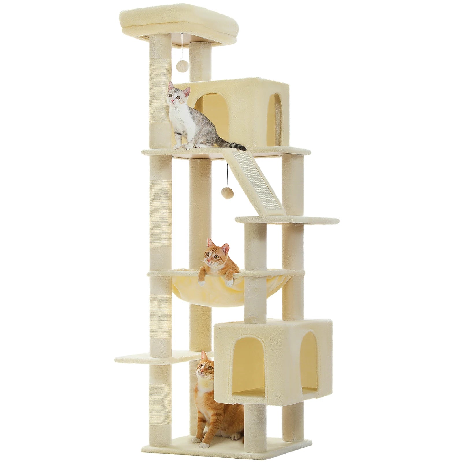 Tall Cat Tower for indoor Multi-level ,2 Big Condo Pad Bed Scratching Post